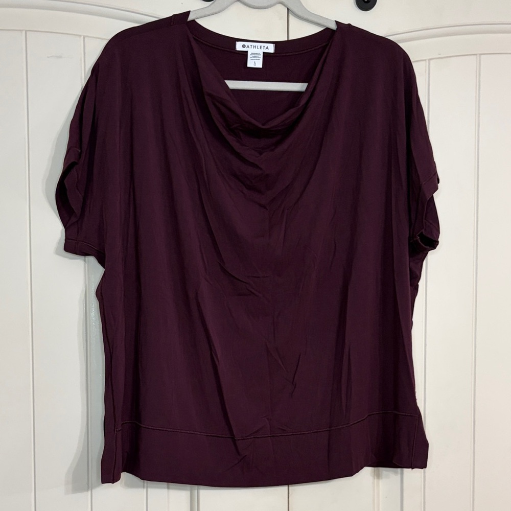 Athleta Draped Short Sleeve Top — Plum